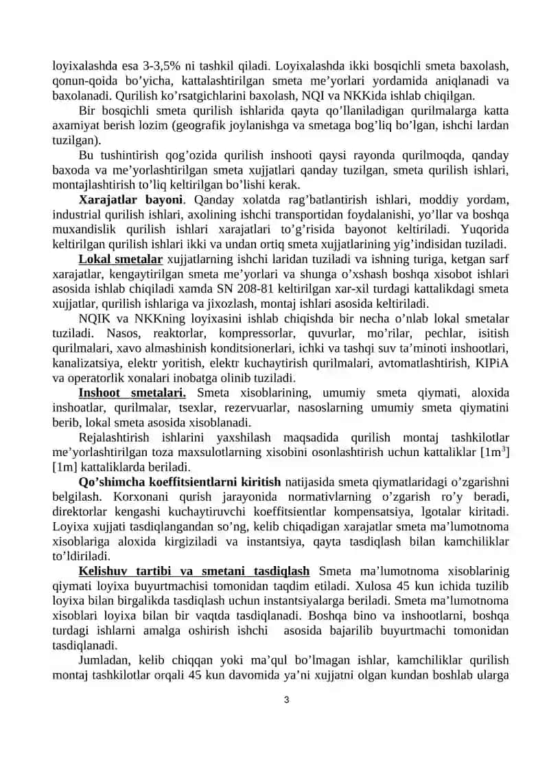 Qurilishning smeta qiymatini aniqlash yo‘llari 3