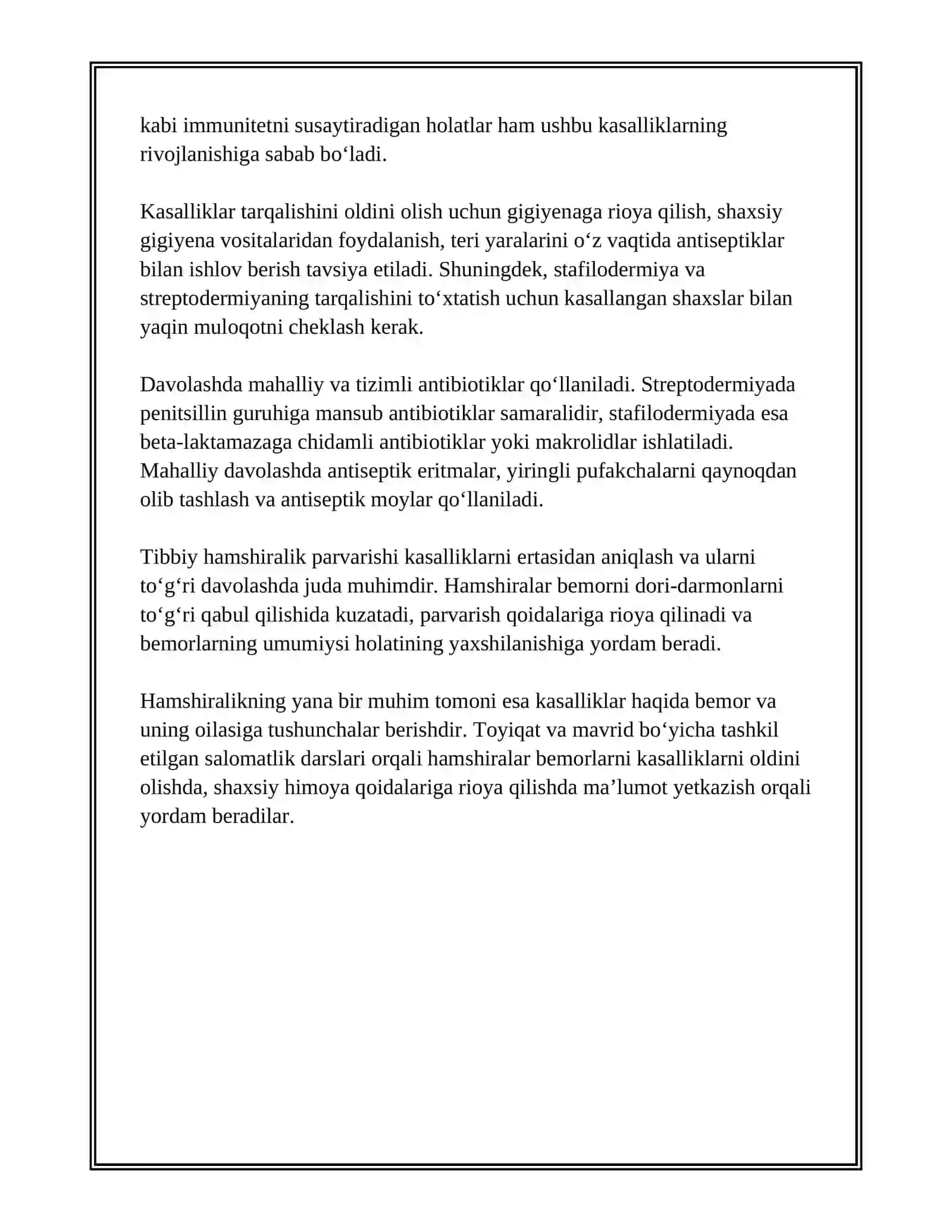 TERINING YIRINGLI KASALLIKLARIDA STAFILODIRMIYA STREPTODERMIYA ARALASH STAFILO STREPTODERMIYA KASALLIKLARI TURLARI SABABLARI KILINIKASI DAVOSI VA HAMSHIRALIK PARVARISHI 3