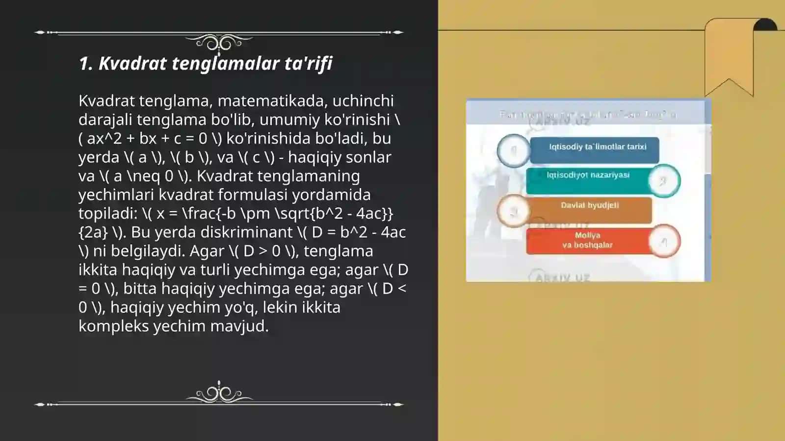 Kvadrat tenglama va uning ildizlari 3