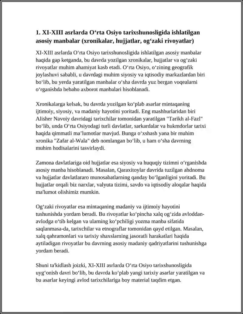 XI-XIII ASRLARDA OʻRTA OSIYO TARIXSHUNOSLIGI 3