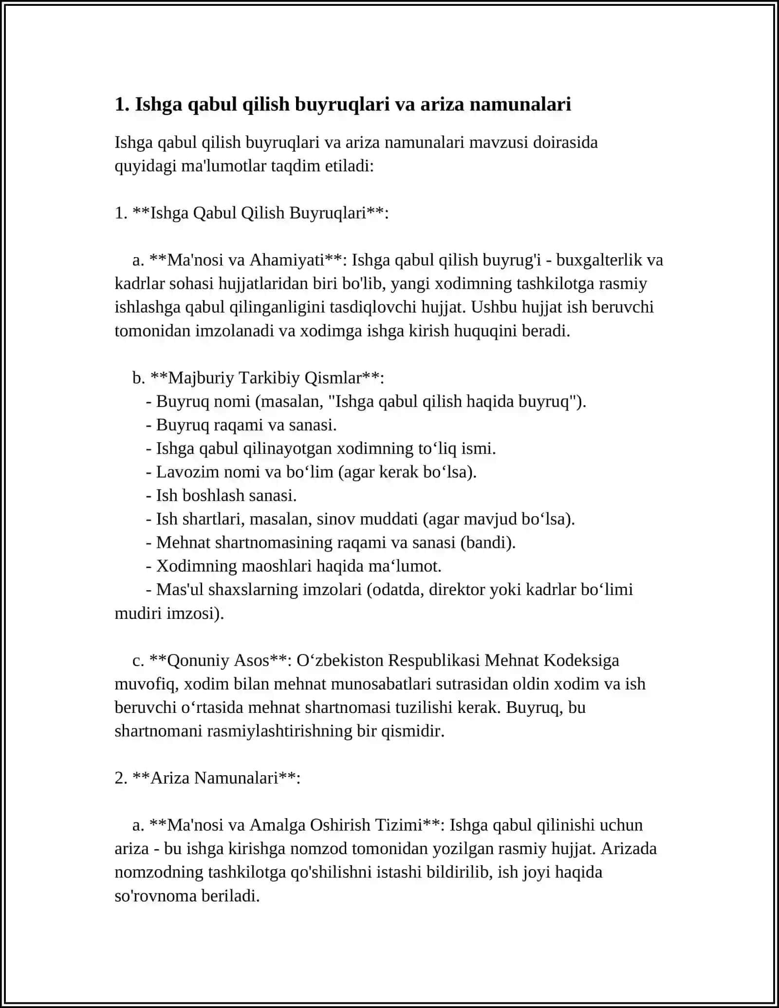 Xodimlar faoliyatiga oid hujjat namunasi bilan ishlash 3