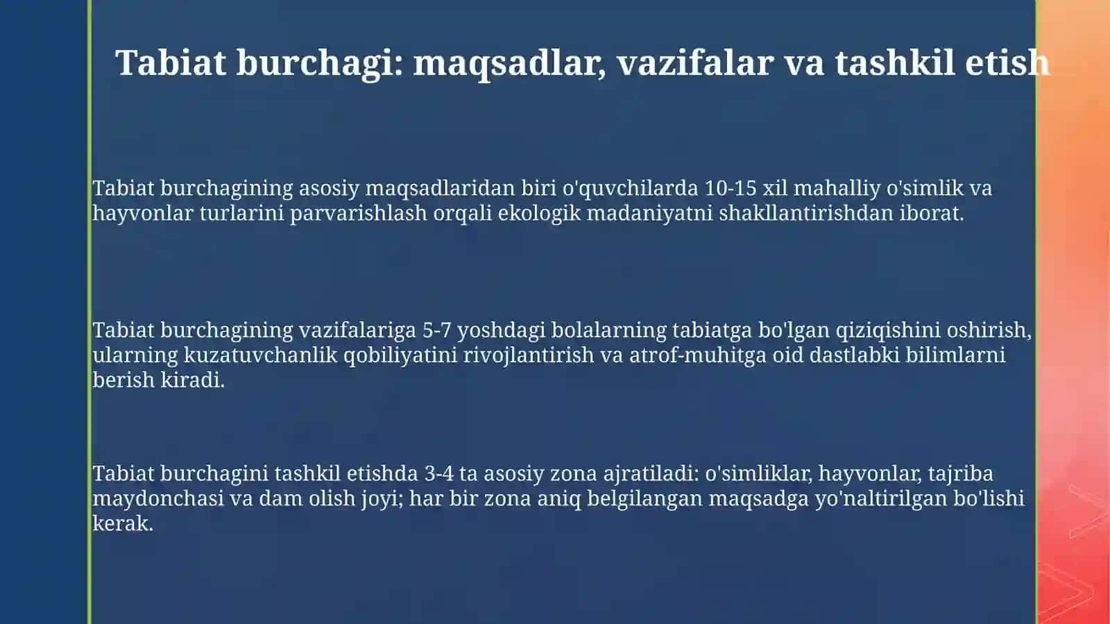 Tabiat burchagi va o'quv tajriba uchastkasi 3