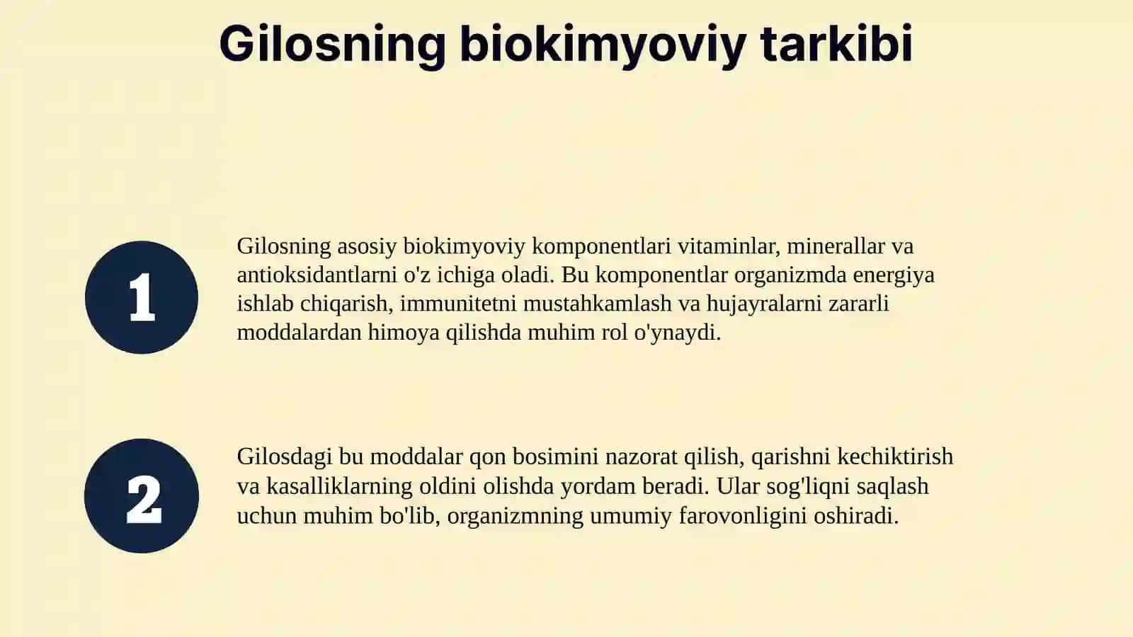 Gilos Biokimyoviy va kimyoviy tarkibi 3