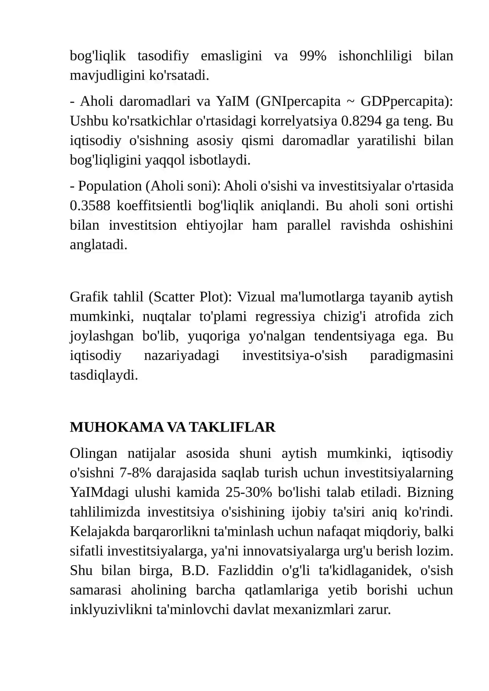 IQTISODIY O‘SISHGA INVESTITSIYA VA DAROMAD OMILLARINING TA’SIRI: RESEARCH SKILLS ASOSIDAGI TAHLILIY TADQIQOT 3