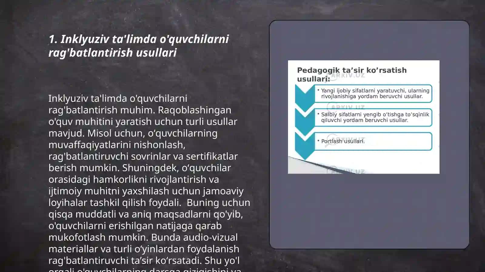 Inklyuziv ta'limda o'quvchilarni rag'batlantirish usullari 3