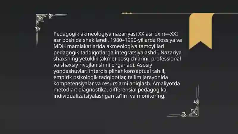 Pedagogik akmeologiya tadqiqotlar tarixi va metodologiyasini o’rganish 3