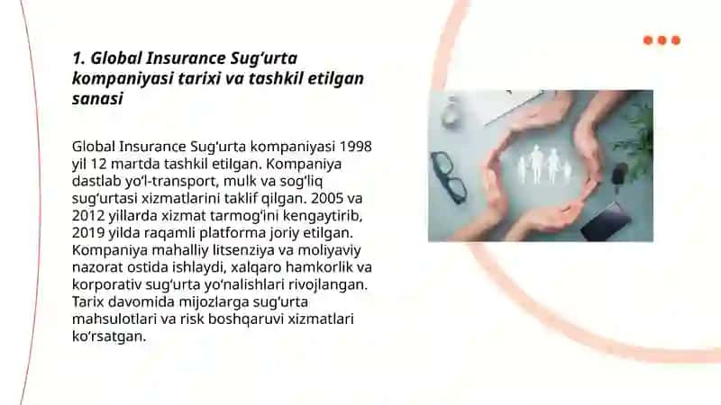 Global insurance Sugʻurta kompaniyasi haqida, qachon tashkil topgan, vazifalari qanday 3
