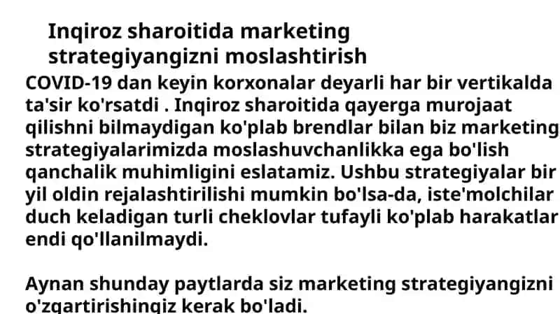 Marketing strategiyasini mavjud vaziyatga moslashtirish 3