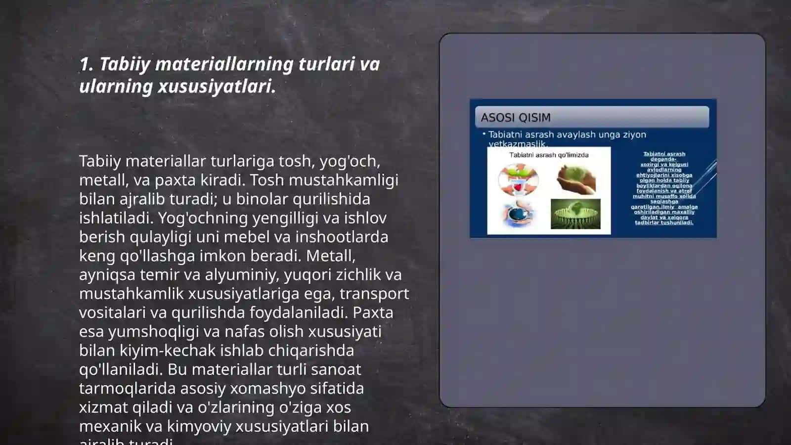 Tabiiy materiallar bilan ishlash darslarini tashkil etish metodikasi mavzusida taqdimot 3