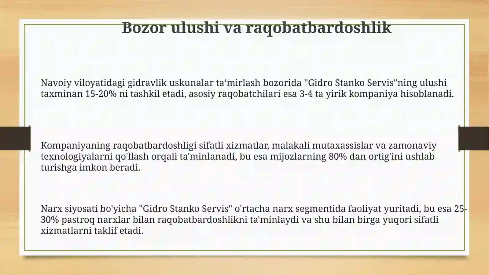 "Gidro Stanko Servis" kompaniyasi: Faoliyat va istiqbollari 3