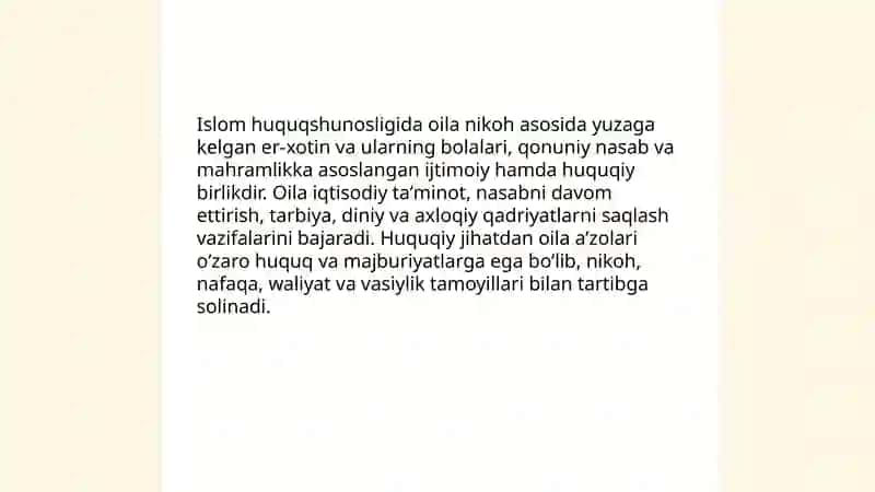Islom huquqshunosligida oila, nikoh tushunchalarini taʼriflash 3