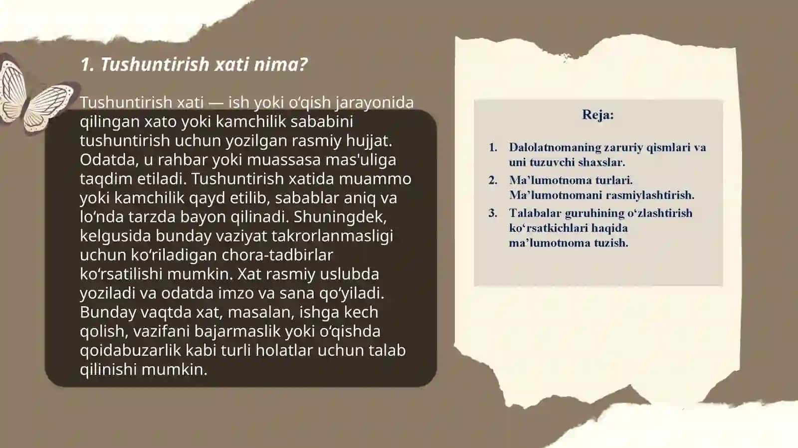 Tushuntirish xati.Uning zaruriy qismlari.Namuna 3