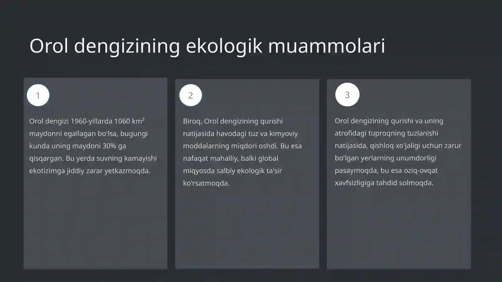 Orol dengizi muammosi va uning oqibatlari 3