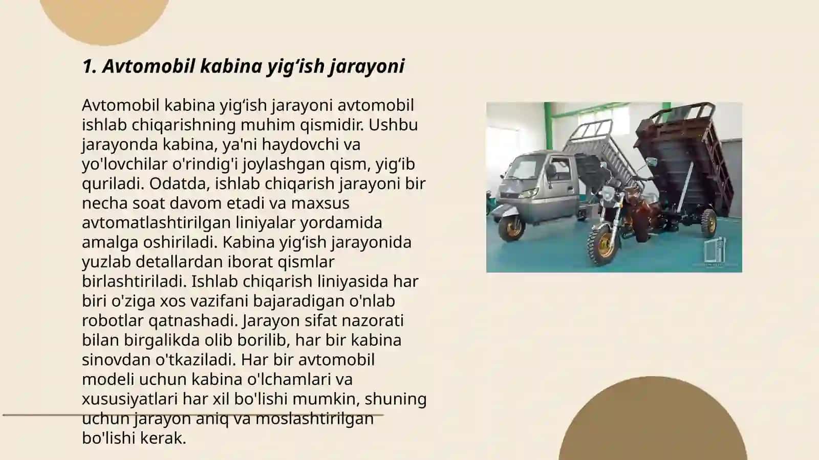 Avtomobil kabina va agregatlarni yigʻish posti hisob hujjatlari 3