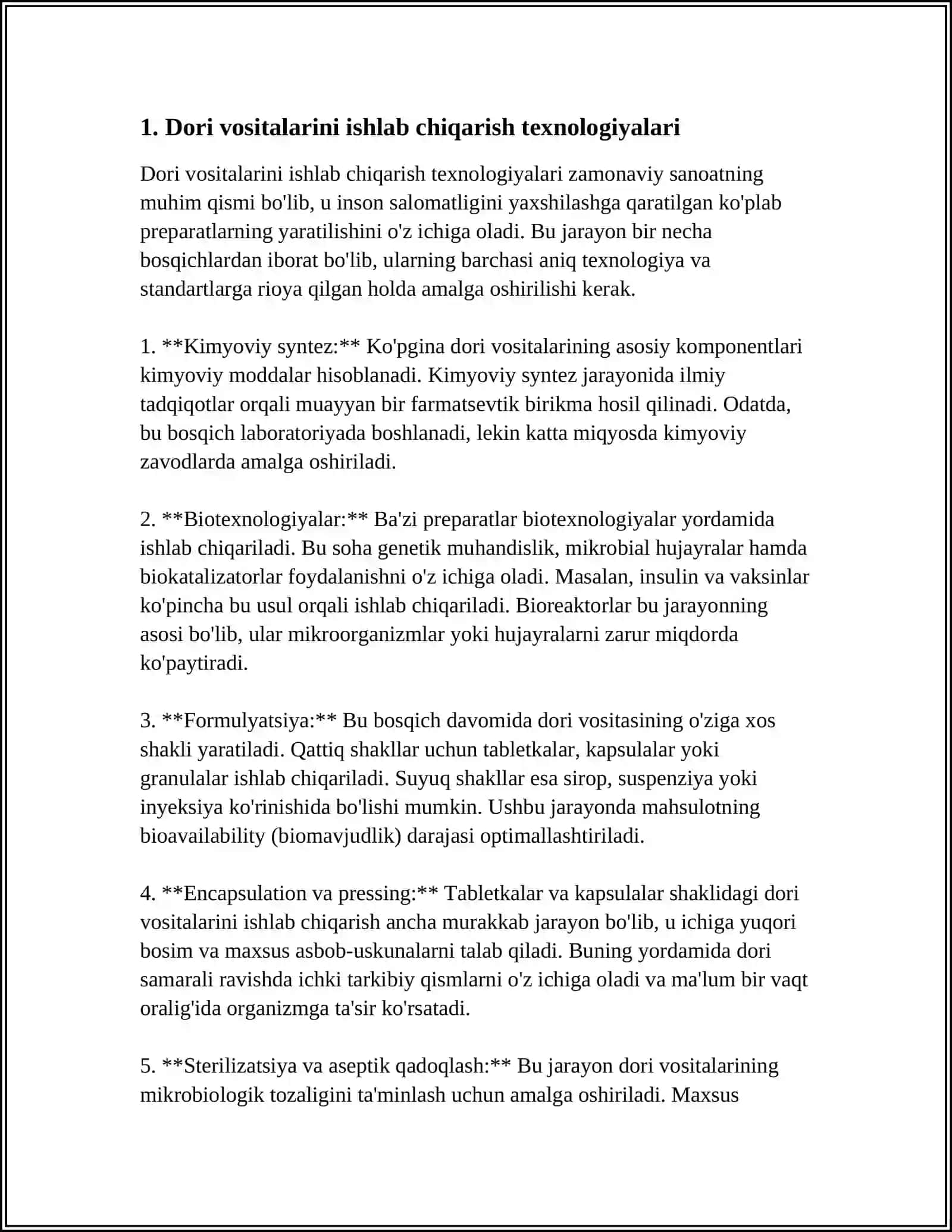 DORI VOSITALAR TIBBIY BUYUMLAR VA FARMASEVTIK TOVARLARNI ISHLAB CHIQARISH 3