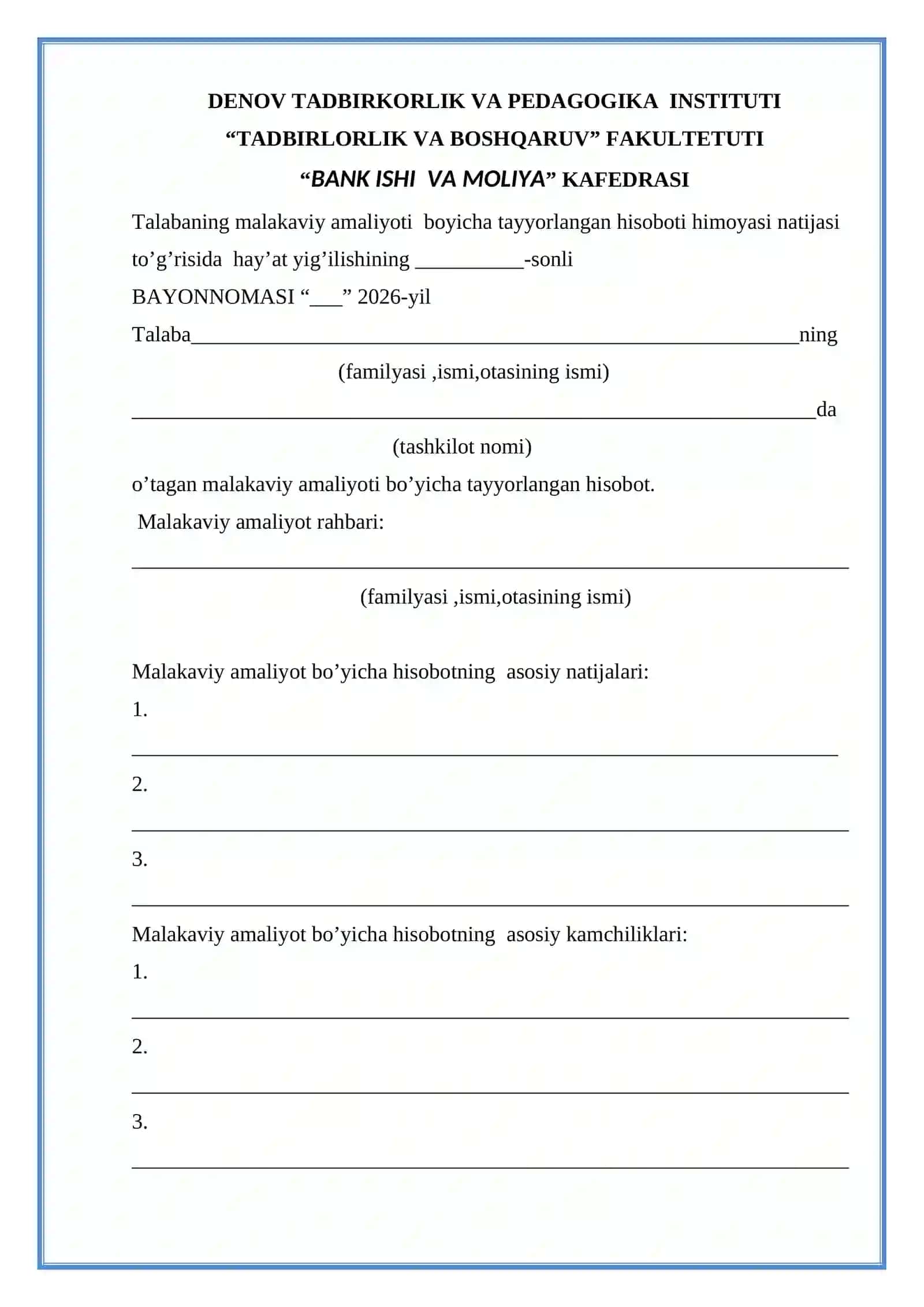 Abgrobok hamda ATB "Agrobank" DENOV   MALAKAVIY AMALIYOT BOʻYICHA TAYYORLAGAN H I S O B O T I 3