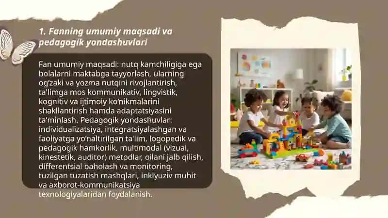 Nutq kamchiligiga ega bo'lgan bolalarni maktabga tayyorlash fanining maqsad va vazifalari 3