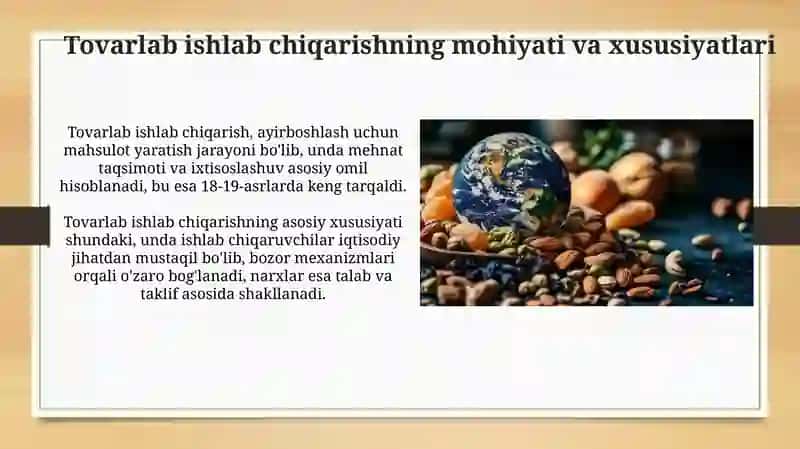 Natural xojalikda tovar ishlab chiqarish va uning takomillashishi 3