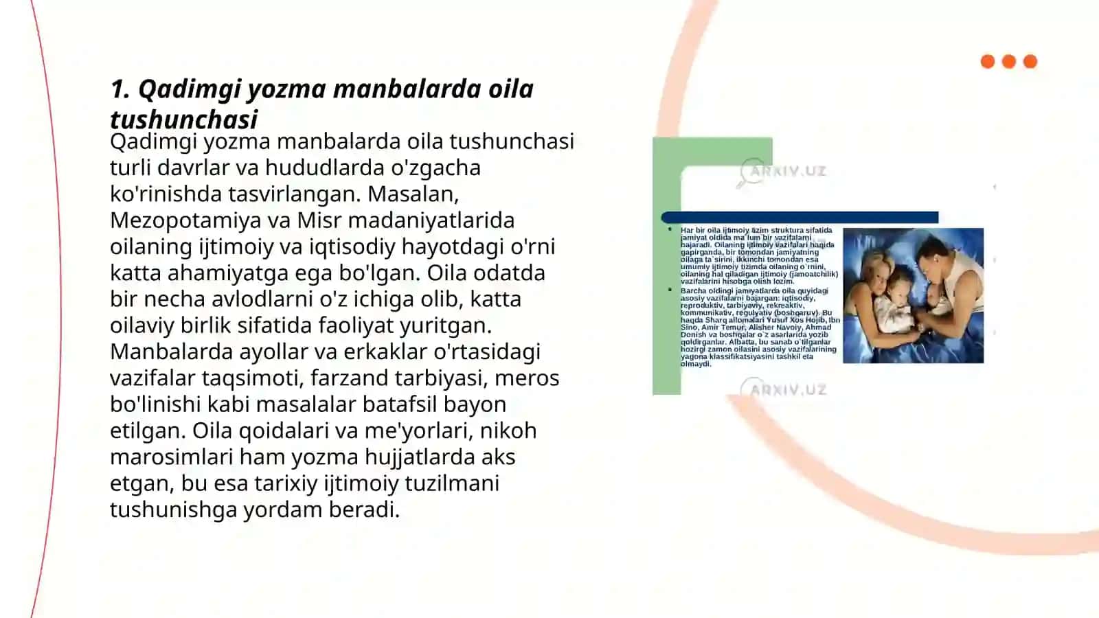 Eng qadimgi yozma yodgorliklarda oila va oilada bola tarbiyasi masalalarining yoritilishi 3