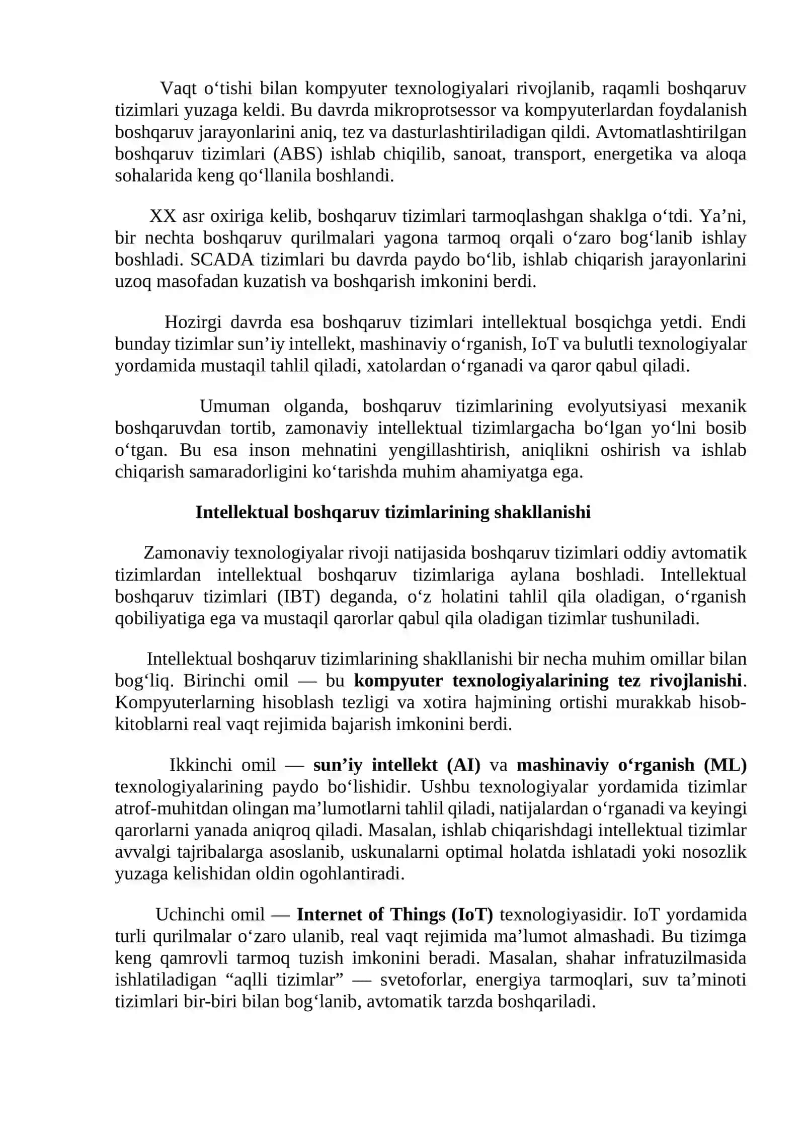 Rivojlangan boshqarish tizimlari evolutsiyasi. 3
