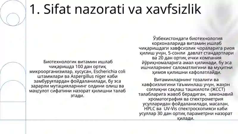 Vitaminlar ishlab chiqarishning biotexnologiyasi 3