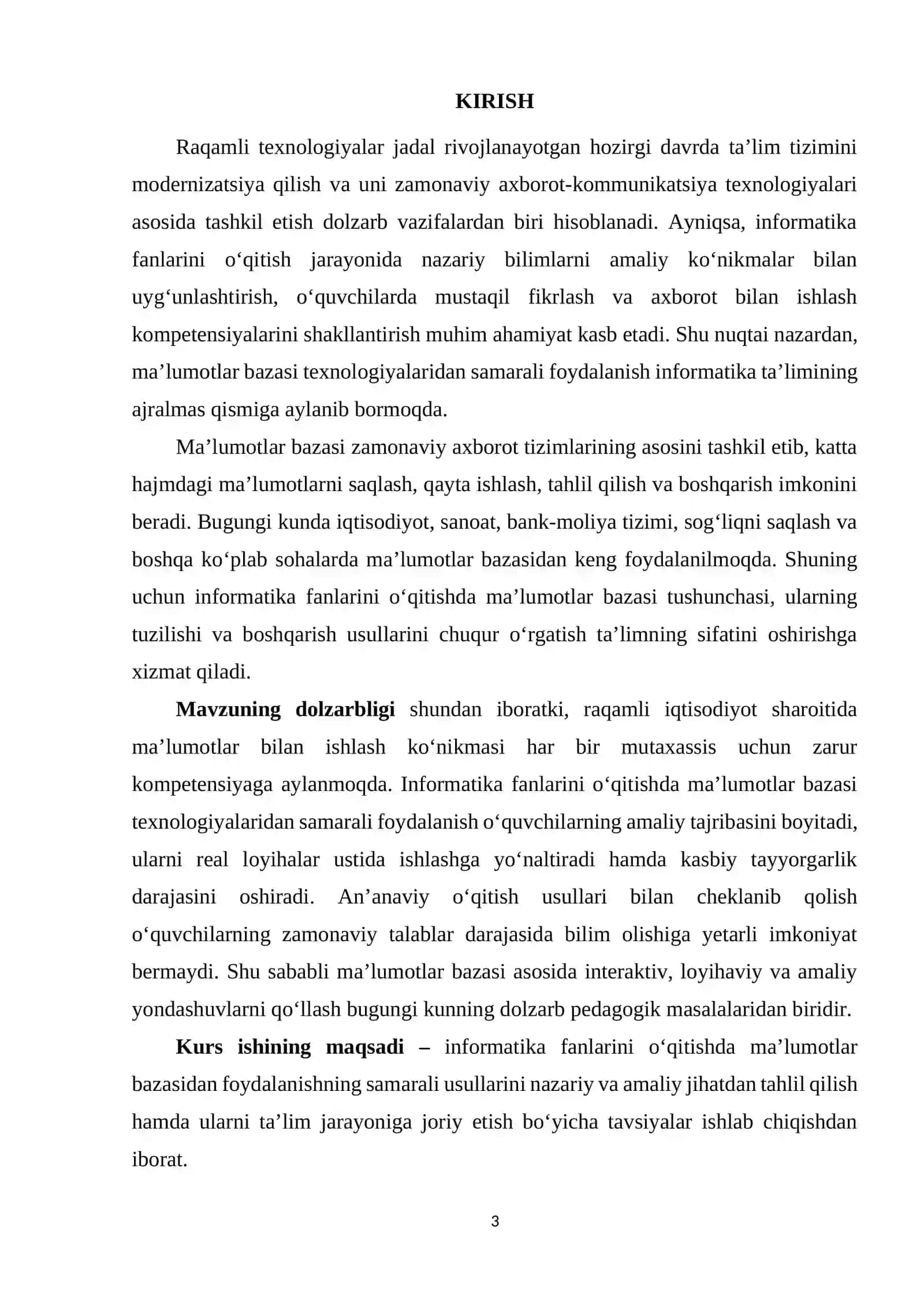 Informatika fanlarini o’qitishda ma’lumotlar bazasidan foydalanishning samarali usullari 3