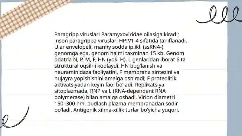 Paragripp va òtkir respirator infeksiyalar qòzğatuvchi viruslar 3