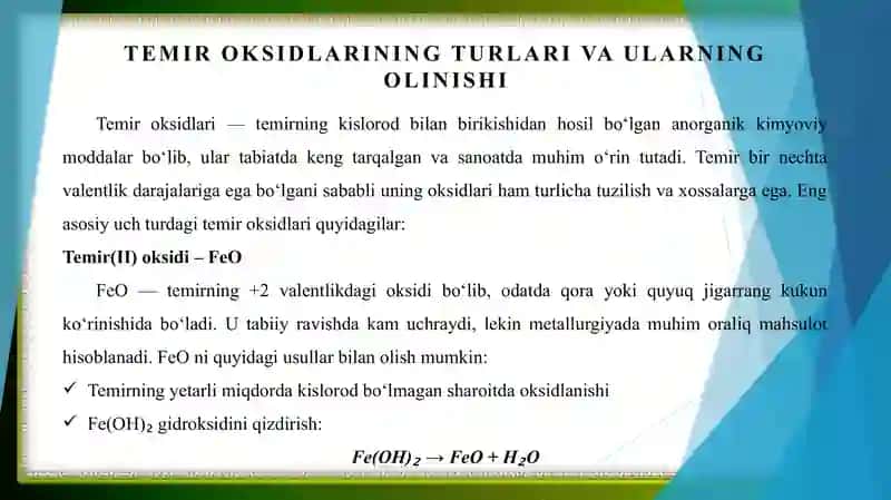 TEMIR OKSIDLARINING XUSUSIYATLARI 3