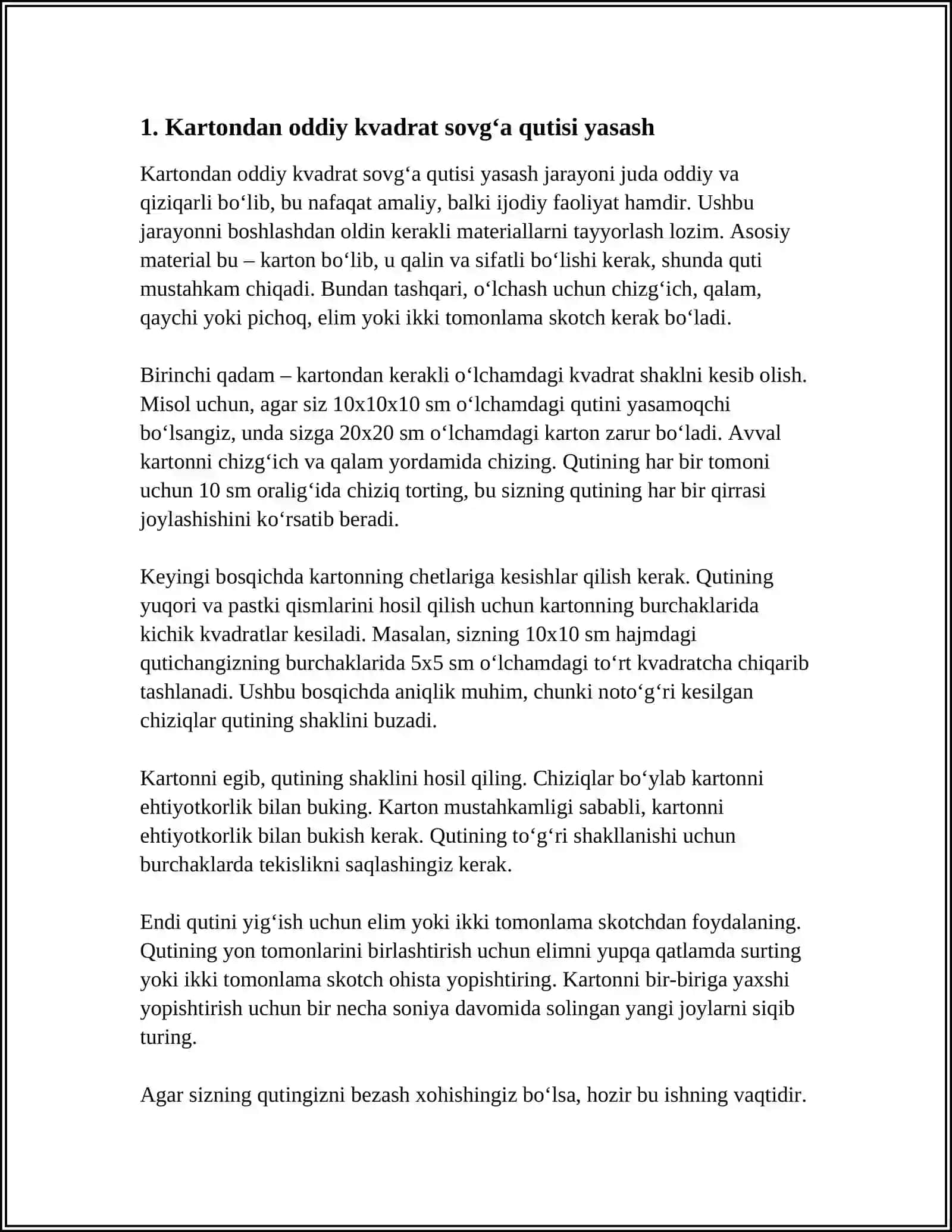 Kartondan sovg‘a uchun qutichalar yasash 3