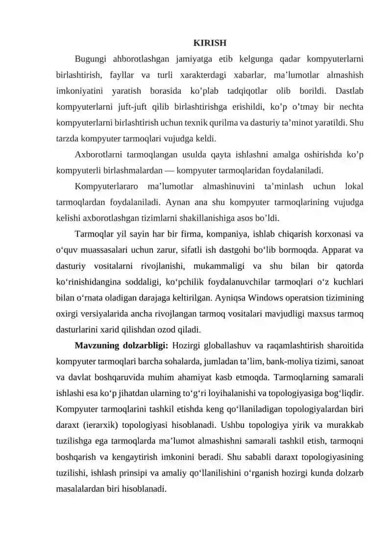 Daraxt topologiyasining tahlili 3