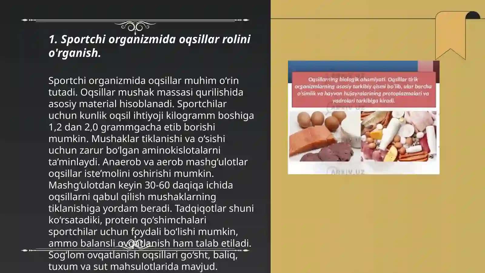 Sportchi organizmida oqsillar rolini o'rganish 3