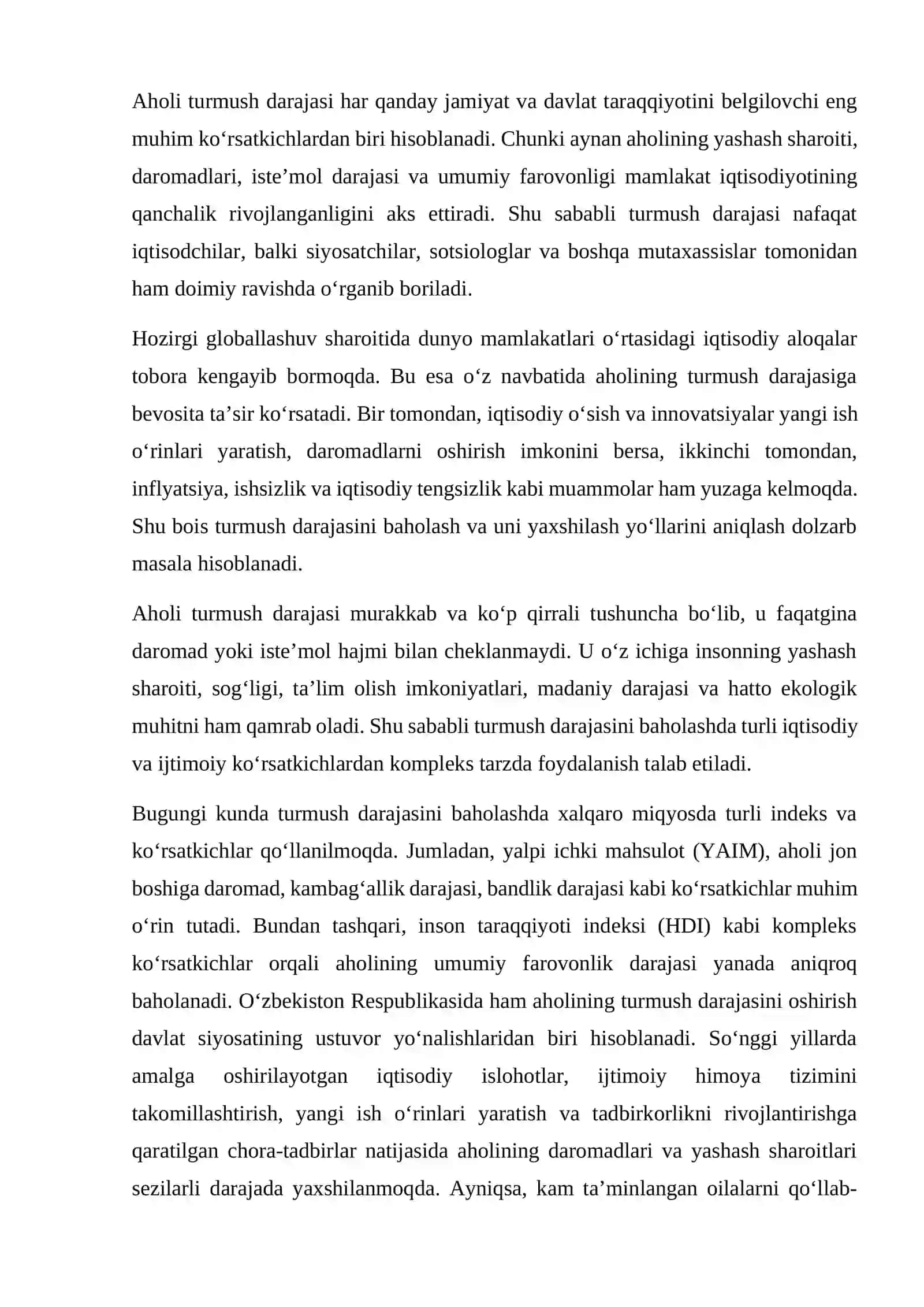 Aholi turmush darajasi va uni baholashning iqtisodiy ko'rsatkichlari 3