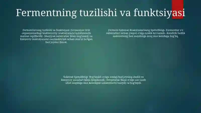 Ferment - Substrat Reaksiyalarining Spetsifikligi 3