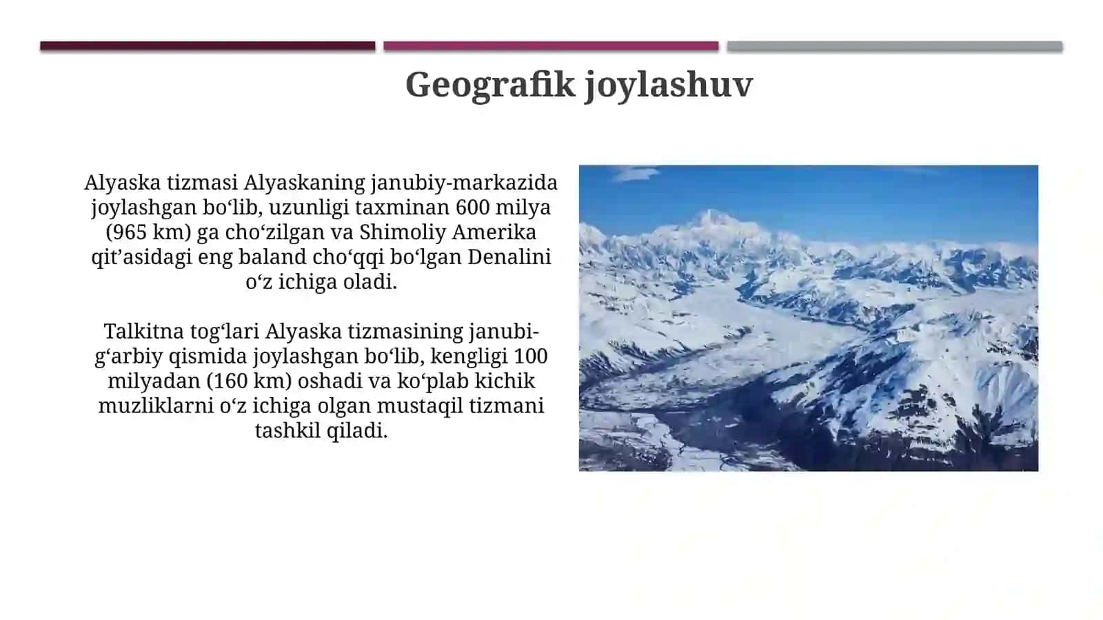 Alyaska tizmasi, Talkitna tog' muzliklari hamda Aleut orollari muzliklari 3