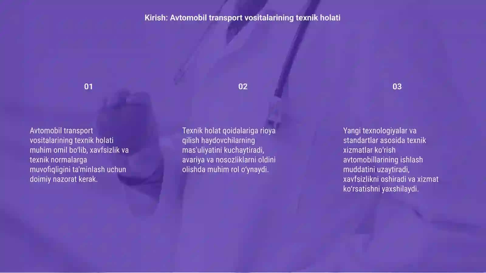 Avtomobil transport vositalarining texnik xolati umumiy qoidalari 3