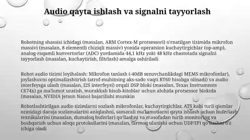 Robotlar uchun audio tizimlar yaratish va sozlash 3
