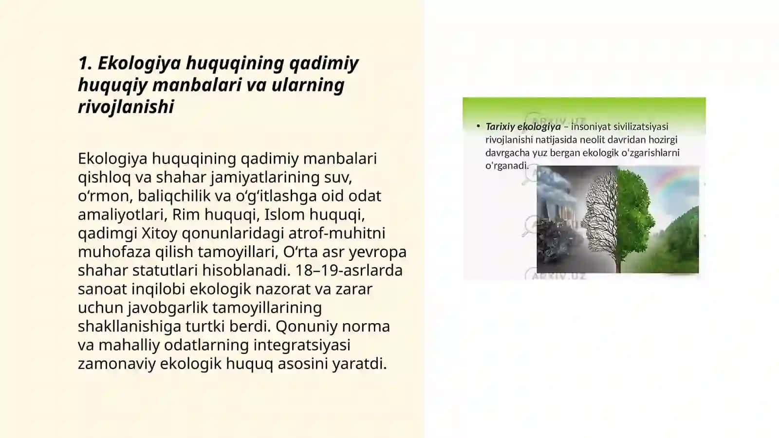 Ekologiya huquqining rivojlanish tarixi 3