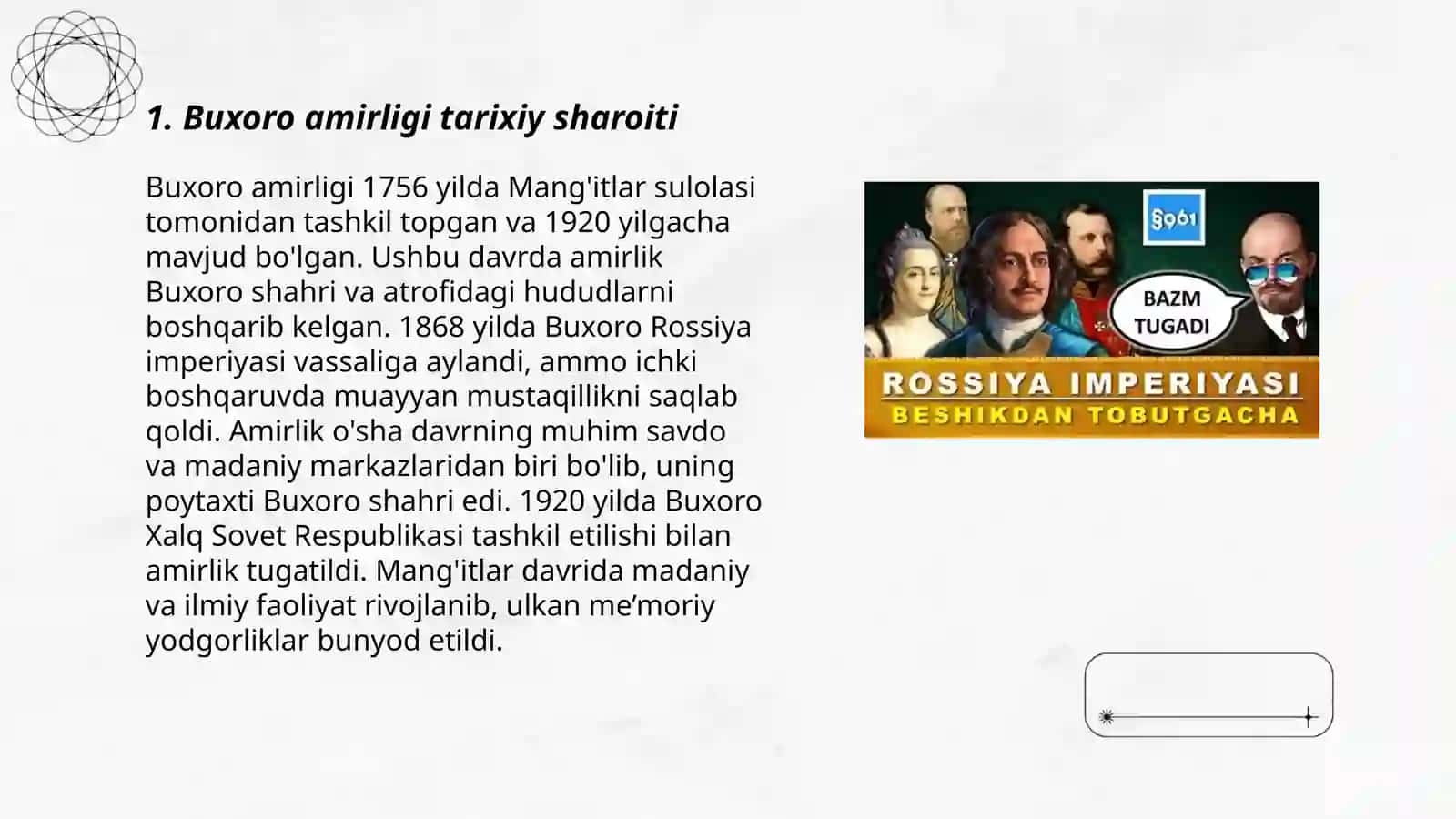 Buxoro amirligi tarixiy sharoiti 3