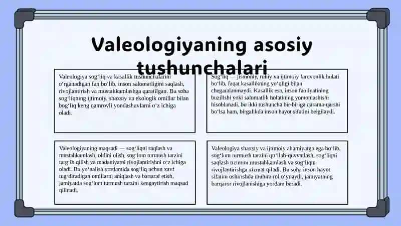 Valeologiya asoslari. Sog‘liq va kasallikning ijtimoiy axamiyati 3