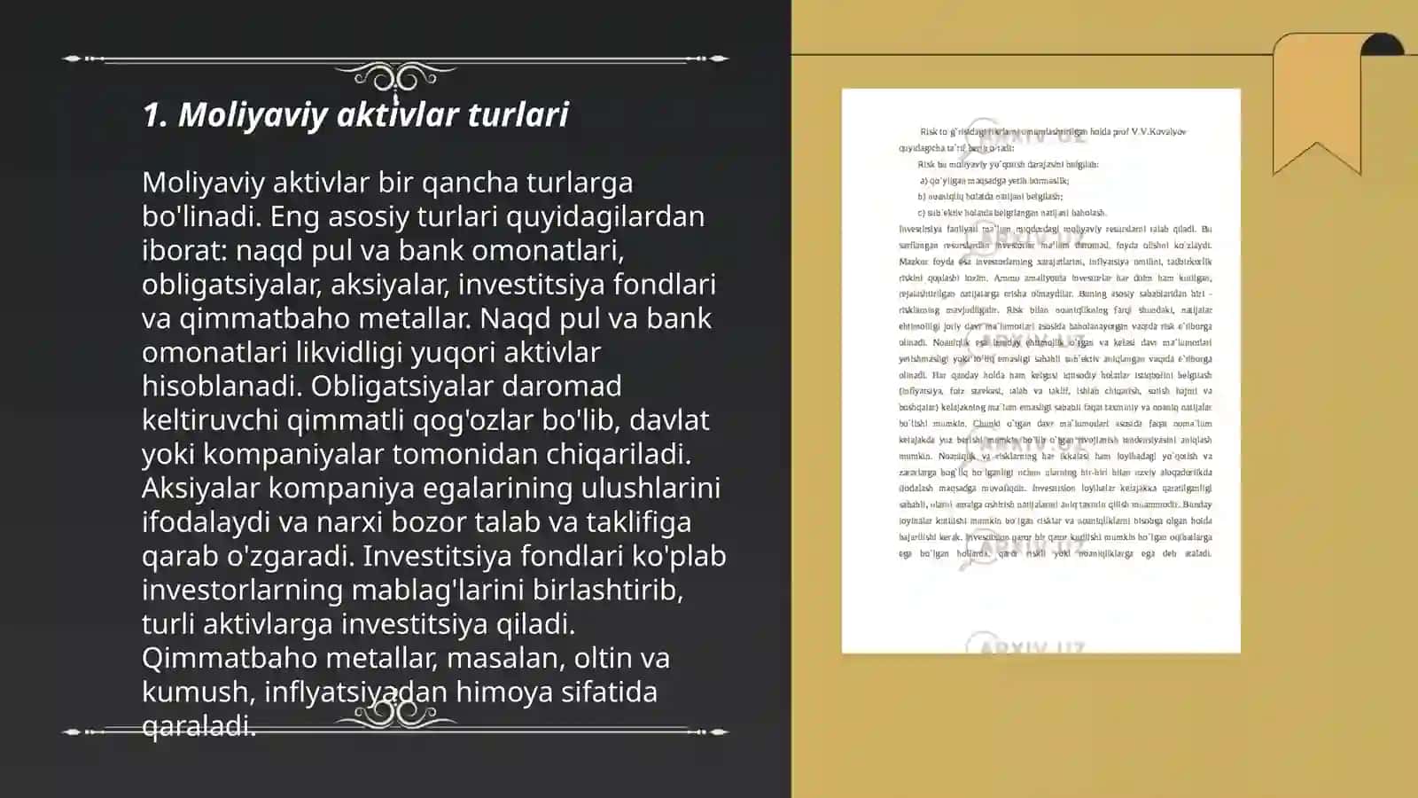 Moliyaviy aktivlar va faktoringi va sekyuritizatsiyasi 3