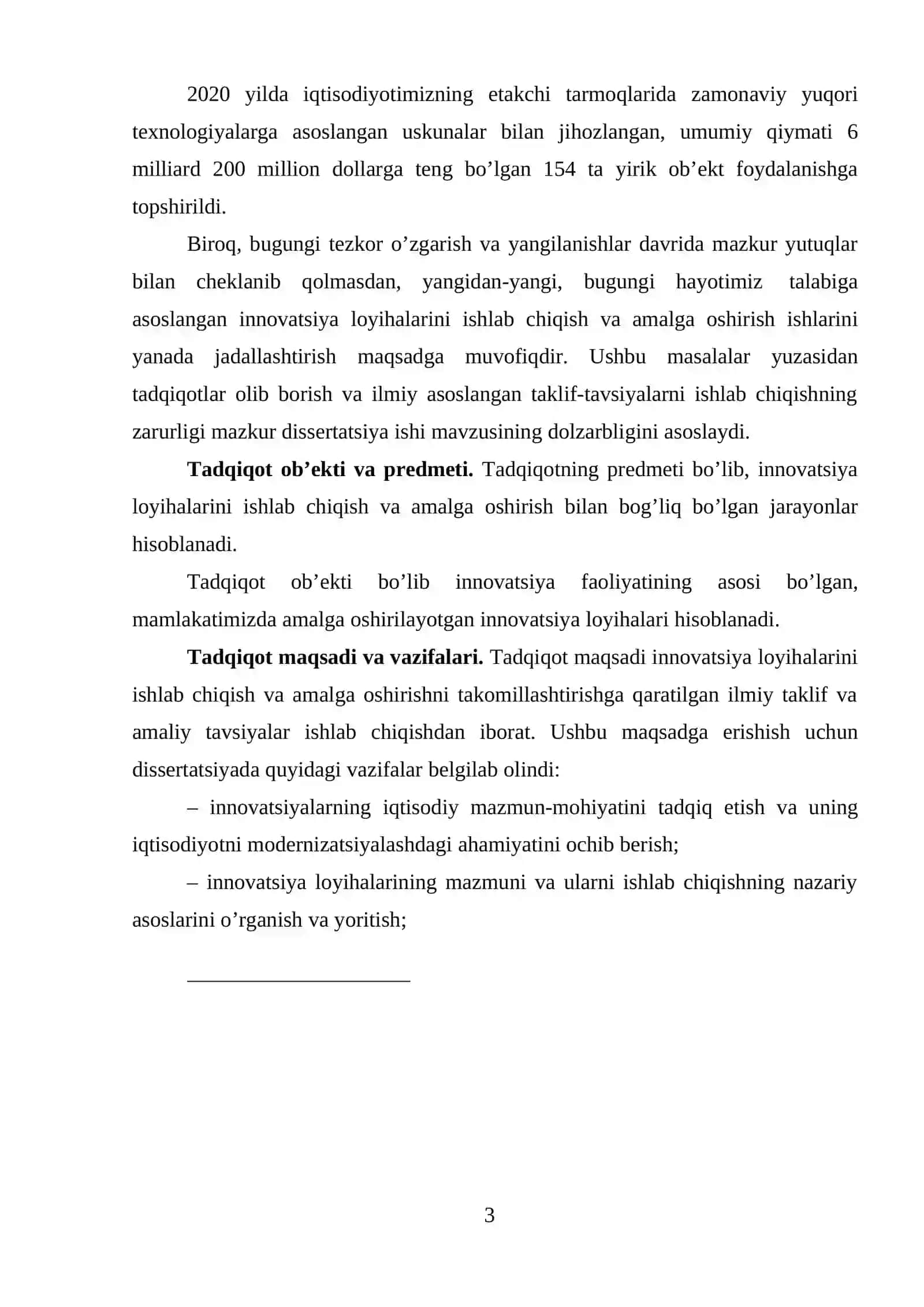 Innovatsiyaning iqtisodiy mazmun-mohiyati va iqtisodiyotni modernizatsiyalashdagi ahamiyati 3