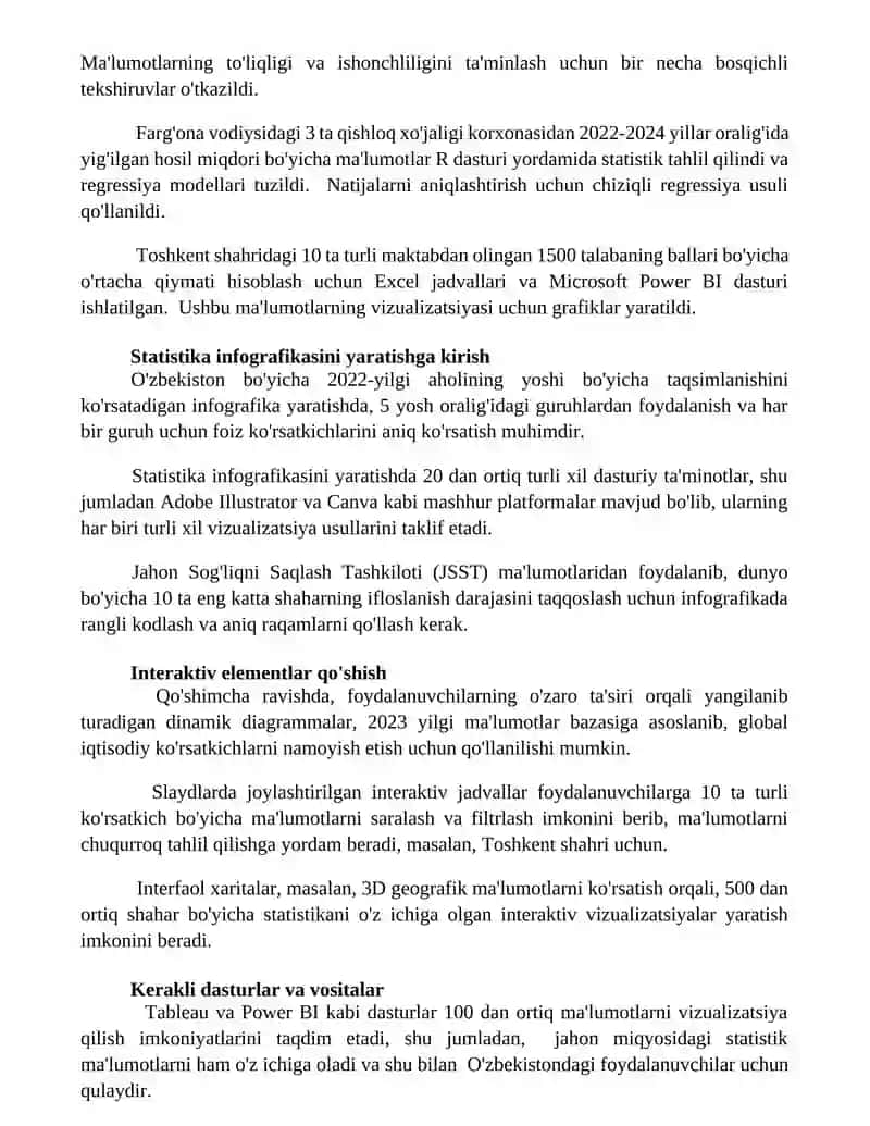 Raqamli tehnologiyalar yordamida statistik malumotlarni shaknlantirish (infografika yaratish) 3