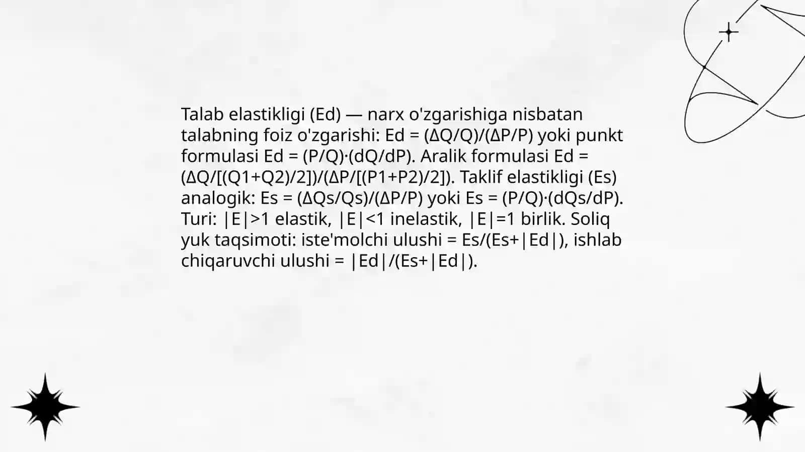 Talab va taklif elastikligiga ko'ra soliq yukini hisoblash 3