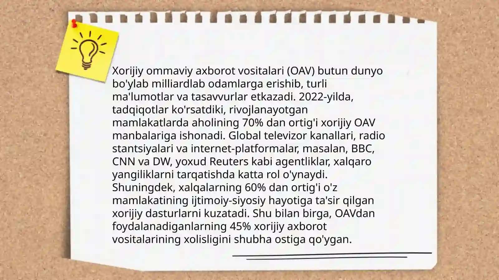 Xorijiy OAV ning media makondagi oʻrni 3