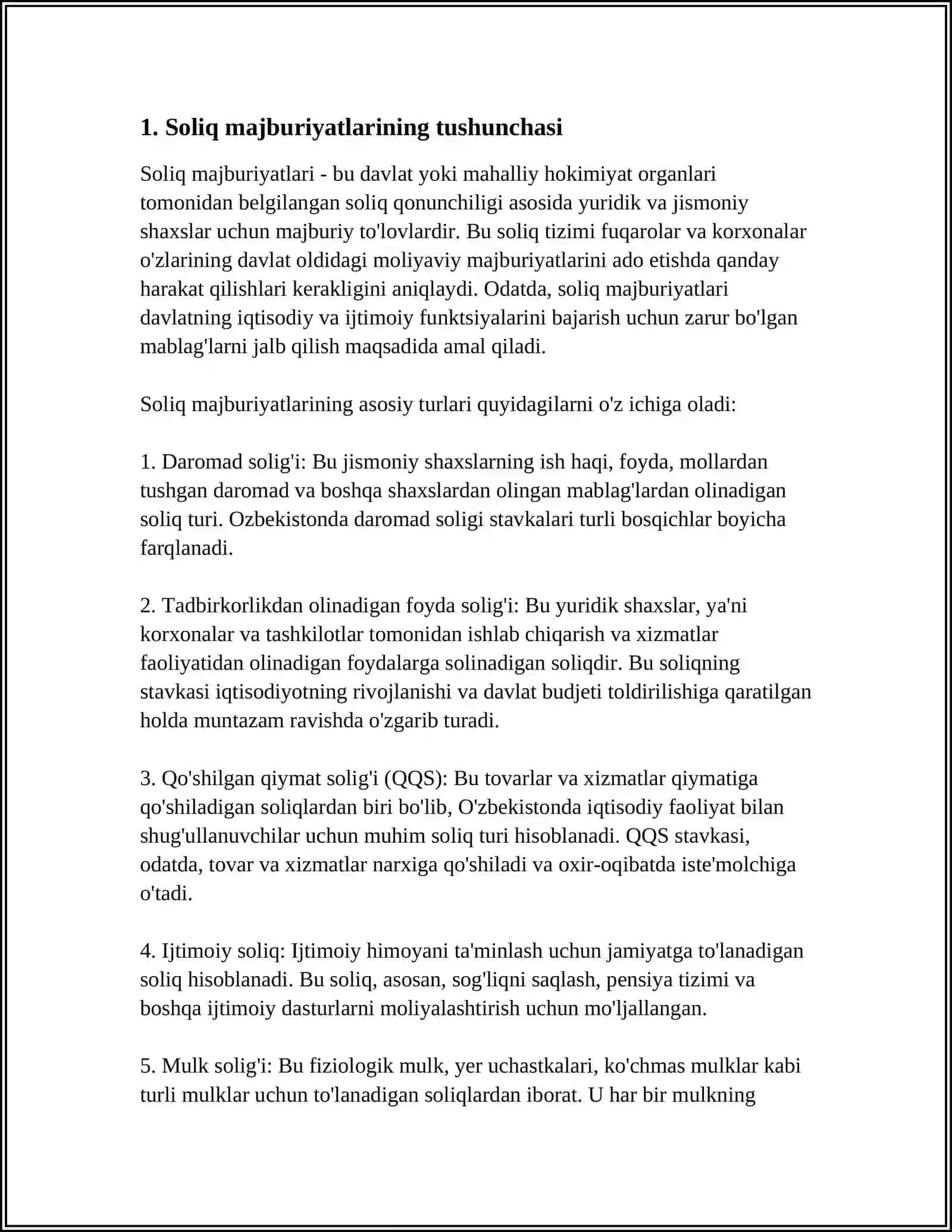 SOLIQ MAJBURIYATLARINI BAJARISHNING ALOHIDA XUSUSIYATLARI 3