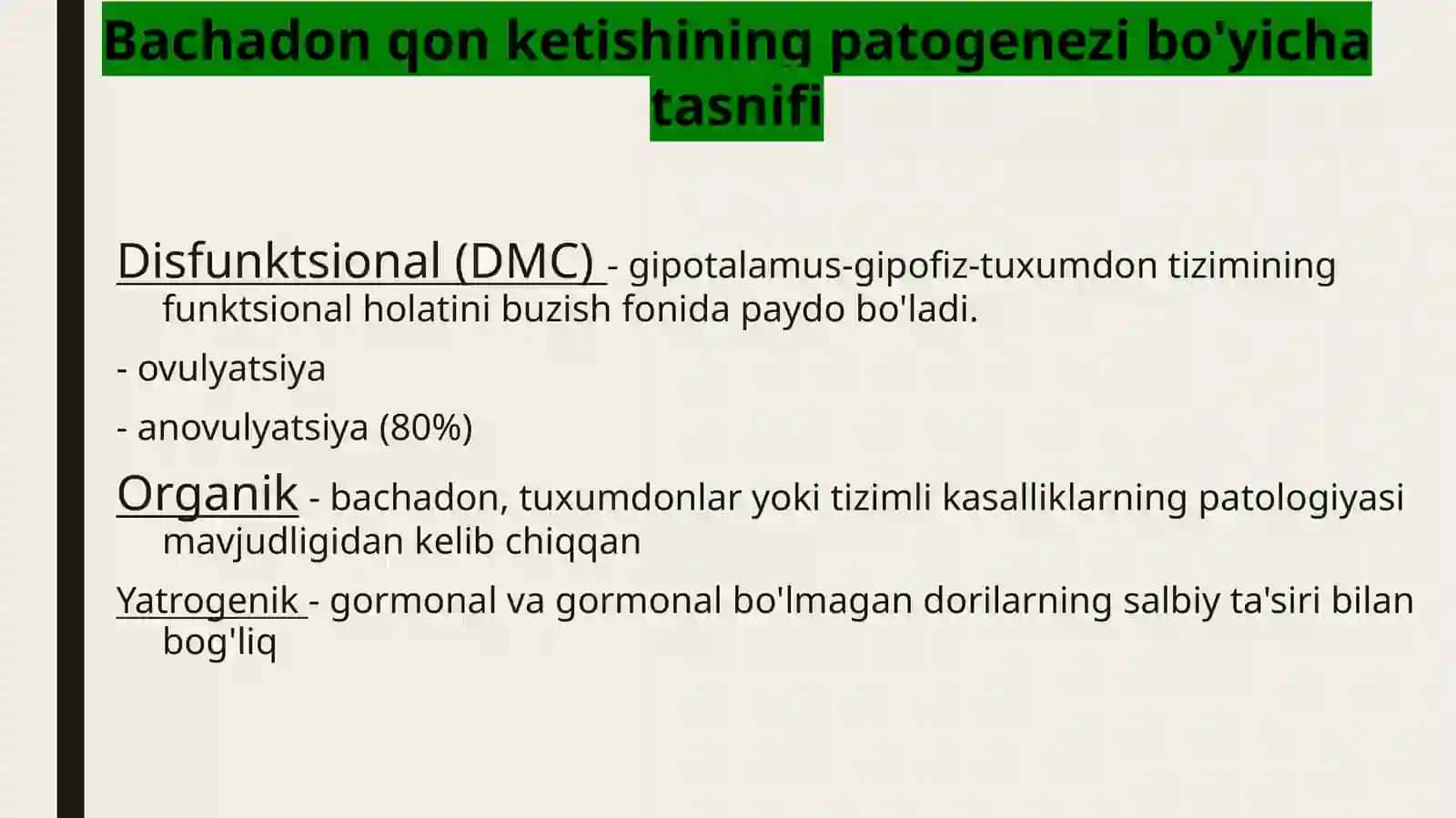 BACHADONDAN ANOMAL QON KETISHLAR, ABORTLAR BACHADONDAN TASHQARI HOMILADORLIK 3