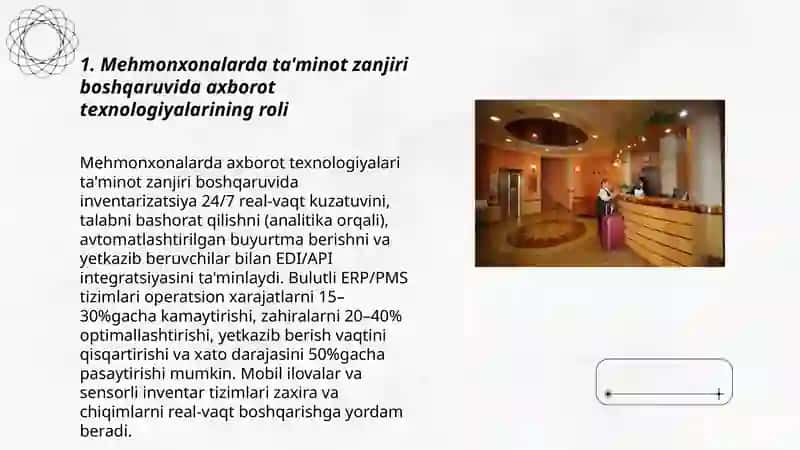 Mehmonxonalarda ta'minotni tashkil etish jarayonlarini optimallashtirishda texnologiyalarning roli 3