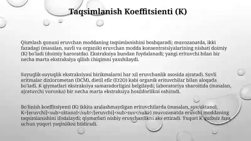 Taqsimlanish qonuni va ekstraksiya 3