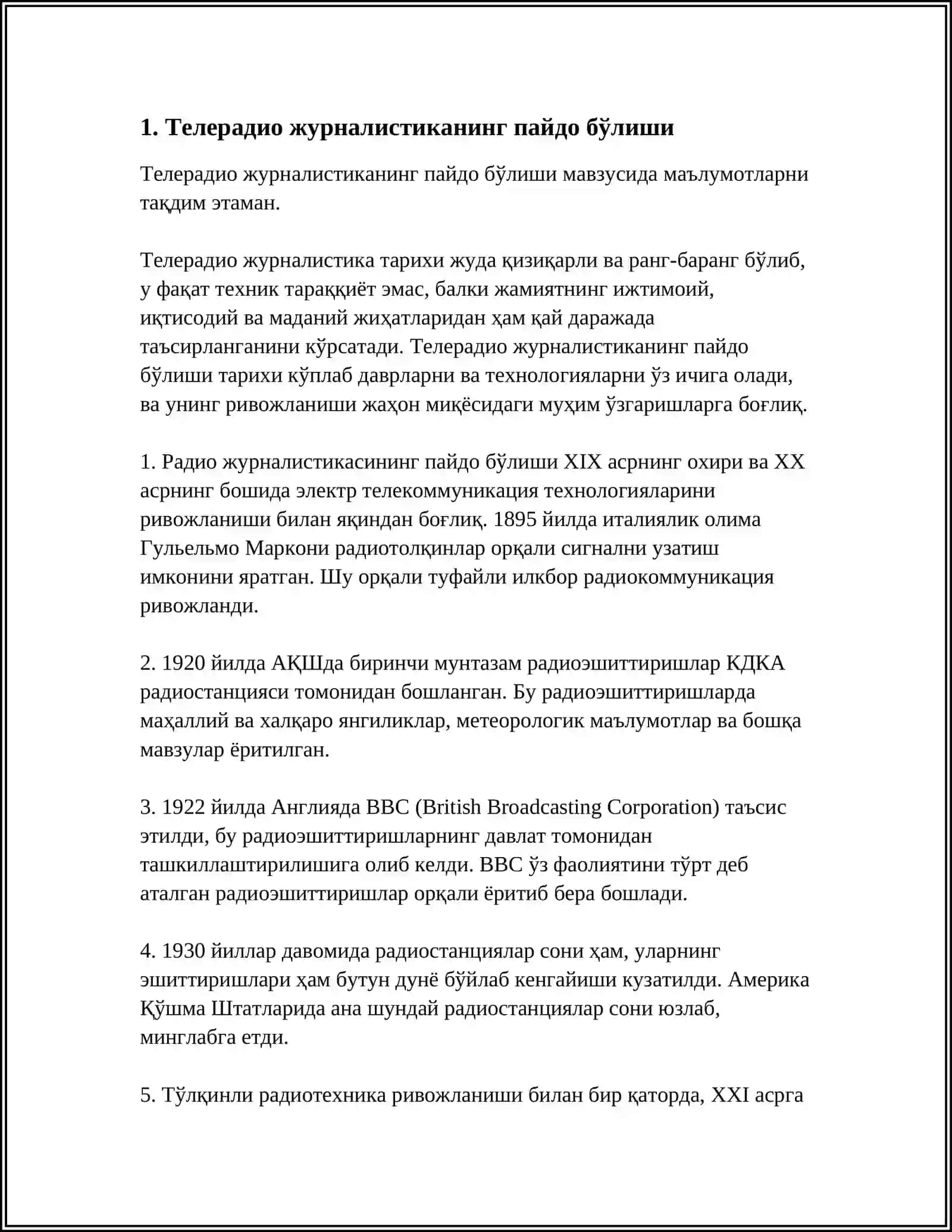 O'ZBELISTON TELERADIO JURNALISTIKA TARIXI 3