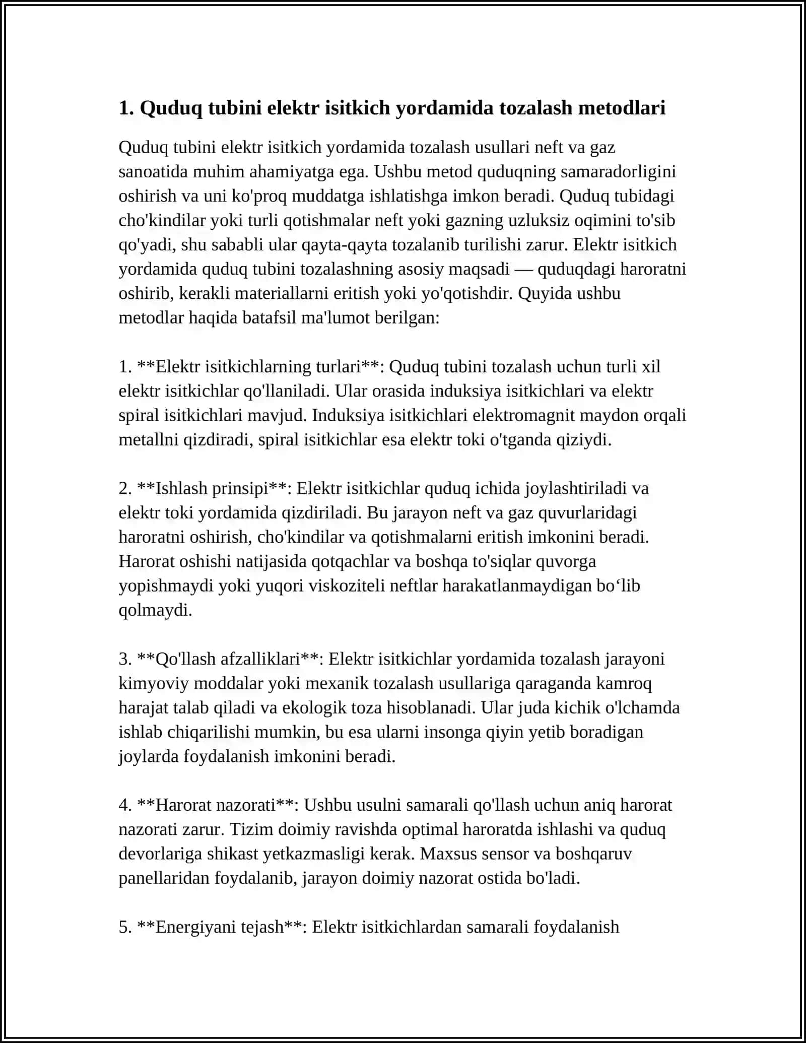 QUDUQ TUBINI ELEKTR ISITGICH YORDAMIDA ISHLOV BERISH 3